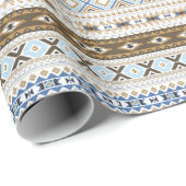 Blue Brown Aztec Tribal Geschenkwrap Geschenkpapier (Rolleneckpunkt)