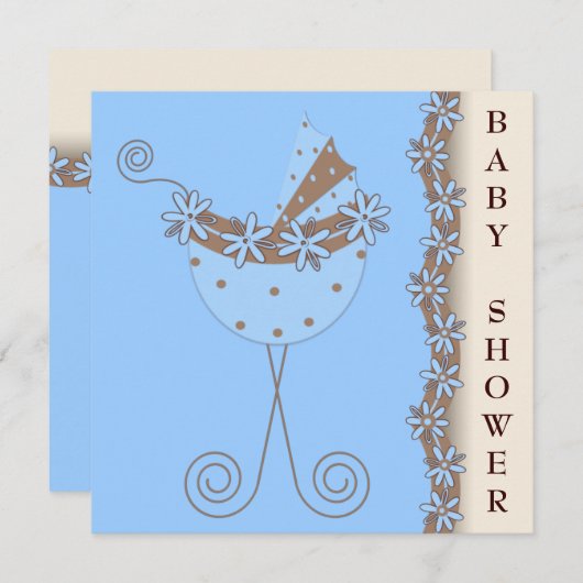 Blue Brown Baby Boy Dusche Einladung (Vorne/Hinten)