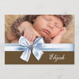 Blue Brown Baby Boy Foto Geburtshinweise Ankündigung