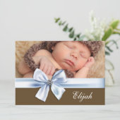 Blue Brown Baby Boy Foto Geburtshinweise Ankündigung (Stehend Vorderseite)