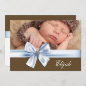 Blue Brown Baby Boy Foto Geburtshinweise Ankündigung (Vorne/Hinten)