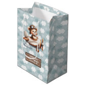 Blue Brown Bear Baby Dusche Beutel Beutel für Jung Mittlere Geschenktüte (Vorderseite Schrägansicht)