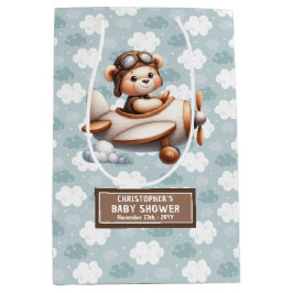 Blue Brown Bear Baby Dusche Beutel Beutel für Jung Mittlere Geschenktüte