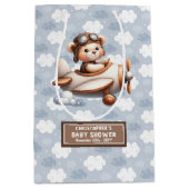 Blue Brown Bear Baby Dusche Beutel Beutel für Jung Mittlere Geschenktüte (Vorderseite)