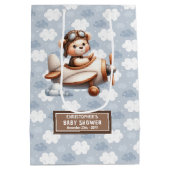 Blue Brown Bear Baby Dusche Beutel Beutel für Jung Mittlere Geschenktüte (Rückseite)