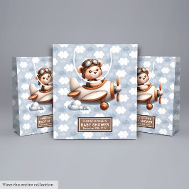 Blue Brown Bear Baby Dusche Beutel Beutel für Jung Mittlere Geschenktüte