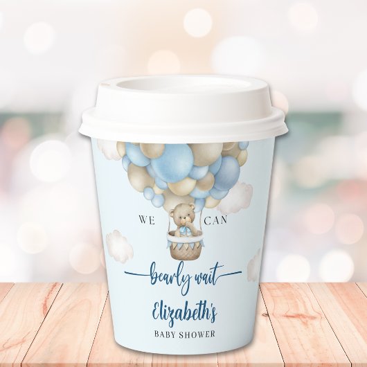 Blue & Brown Bear Baby Shower boy Pappbecher