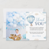Blue Brown Bear Boy Geburtstag Foto Danke Karte (Vorderseite)