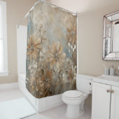 Blue Brown Beige Bauernhaus Floral Duschvorhang (Beispiel)