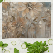 Blue Brown Beige Bauernhaus Floral Geschirrtuch (Gefaltet)