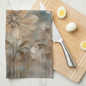 Blue Brown Beige Bauernhaus Floral Geschirrtuch (Viertel Falte)