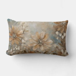 Blue Brown Beige Bauernhaus Floral Lumbar Pillow Lendenkissen