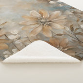 Blue Brown Beige Bauernhaus Floral Sherpadecke (3/4)