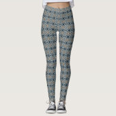 Blue Brown Beige Modern Diamond Pattern Yogyym Leggings (Vorderseite)