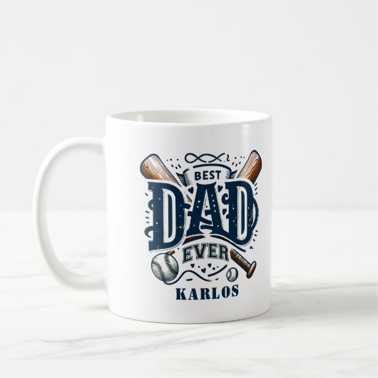 Blue Brown Best Baseball Vater je Kaffee Tasse (Links)