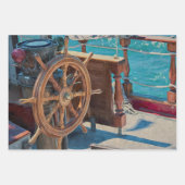 Blue Brown Coastal Ship Geschenkpapier Set (Vorderseite 2)