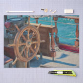 Blue Brown Coastal Ship Nautical Ocean Seidenpapier (Handwerk)