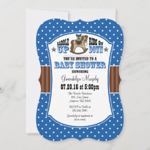 Blue Brown Cowboy Baby Dusche Einladung