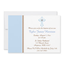 Blue Brown Cross Baby Baptisse / Christening