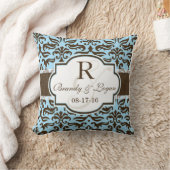 Blue & Brown Damask Wedding Kissen (Decke)