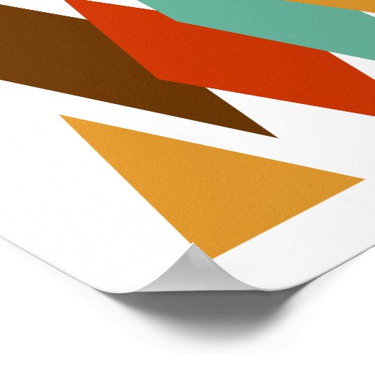 Blue Brown Diamonds Dreiecke Mitte Jahrhundert Mod Poster (Ecke)