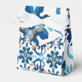 Blue & Brown Floral Geschenktasche mit Lid Geschenkschachtel