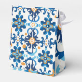 Blue & Brown Floral Geschenktasche mit Lid Geschenkschachtel (Rückseite)