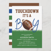 Blue Brown Football Baby Dusche Einladung (Vorne/Hinten)