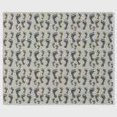 Blue Brown Footprints Baby Dusche Geschenkpapier (Flach)