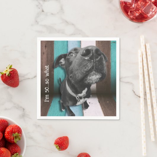 Blue Brown Funny 50. Hund Nah Serviette (Beispiel)