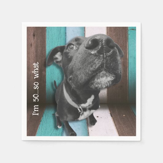 Blue Brown Funny 50. Hund Nah Serviette (Vorderseite)