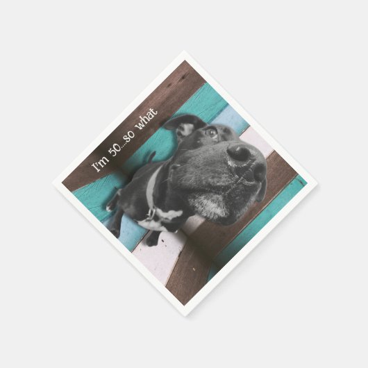 Blue Brown Funny 50. Hund Nah Serviette (Ecke)