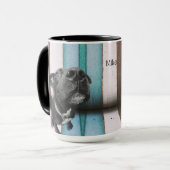 Blue Brown Funny 50. Hund Nah Tasse (Vorderseite Links)
