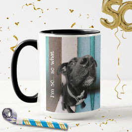 Blue Brown Funny 50. Hund Nah Tasse