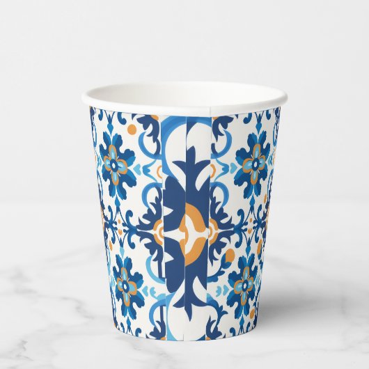 Blue & Brown Gemustert Paper Cup Pappbecher (Rechts)