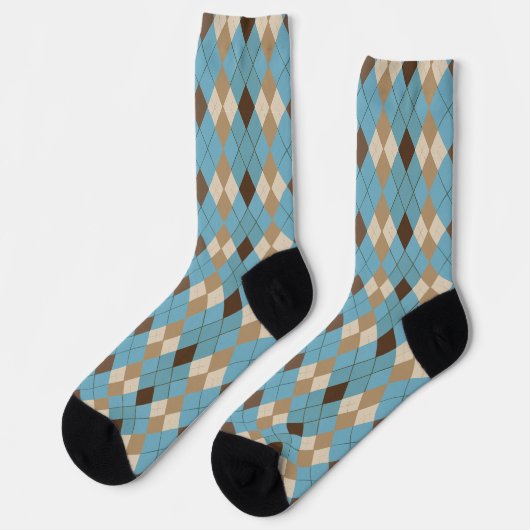 Blue Brown Gingham Pattern Socken (Linkes Detail)