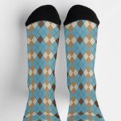 Blue Brown Gingham Pattern Socken (Oben)