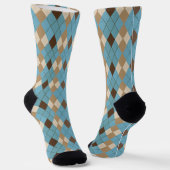 Blue Brown Gingham Pattern Socken (Gewinkelt)