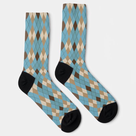 Blue Brown Gingham Pattern Socken (Rechts)