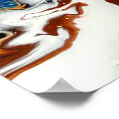 Blue Brown Gold Marmor Abstraktes Fluid Art Poster (Ecke)