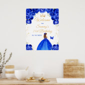 Blue Brown Hair Princess Geburtstag Willkommen Poster (Küche)