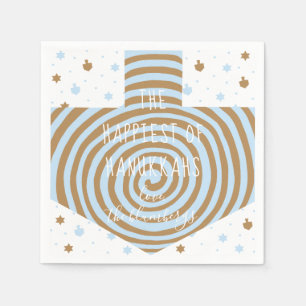 Blue Brown Hanukkah Swirl Dreidel Serviette