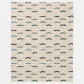 Blue Brown Hipster Mustaches Fleecedecke (Vorderseite)
