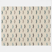 Blue Brown Hipster Mustaches Fleecedecke (Vorderseite (Horizontal))
