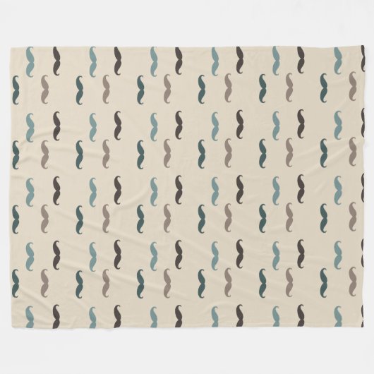 Blue Brown Hipster Mustaches Fleecedecke (Vorderseite (Horizontal))