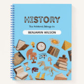 Blue & Brown History Spiral Notebook - Anpassbar Notizblock (Vorderseite)