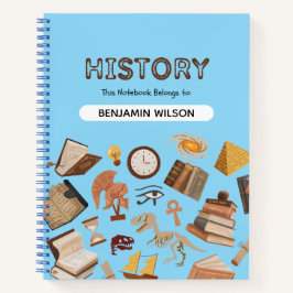 Blue & Brown History Spiral Notebook - Anpassbar Notizblock