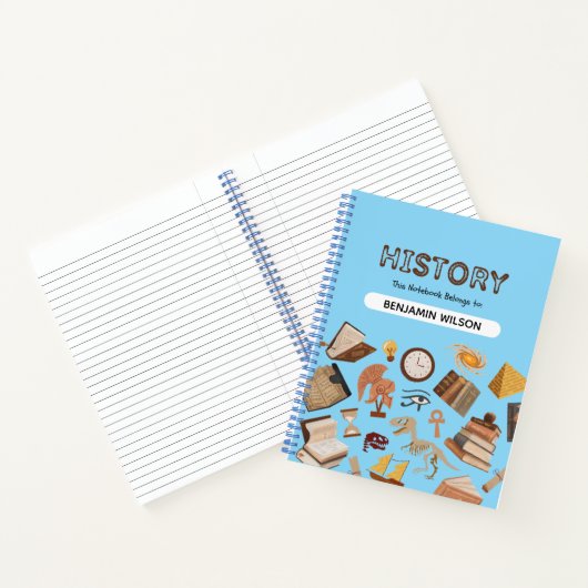 Blue & Brown History Spiral Notebook - Anpassbar Notizblock (Innenseite)