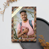 Blue Brown Kariert Gold Foil Abschluss Ankündigung