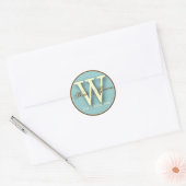 Blue & Brown Monogram W Aufkleber (Umschlag)